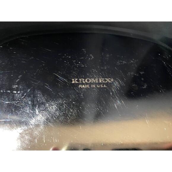 Kromex chrome serving tray, cheese tray, 1957 made in USA, wooden handles - Picture 6 of 7